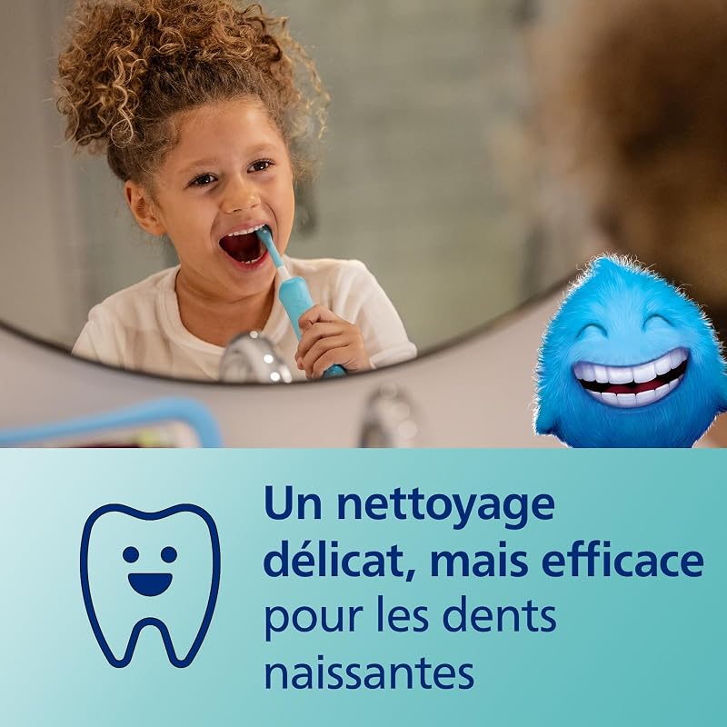 Sonicare for Kids, brosse à dents électrique sonique avec application, pour enfant à partir de 3 ans, avec SmarTimer et QuadPacer pour un nettoyage en profondeur, rose, modèle HX6352/42