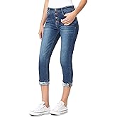 WallFlower Women's Flirty Curvy Crop Jeans High Rise Insta Stretch Denim 23.5-Inch Inseam, Sizes 0 - 24