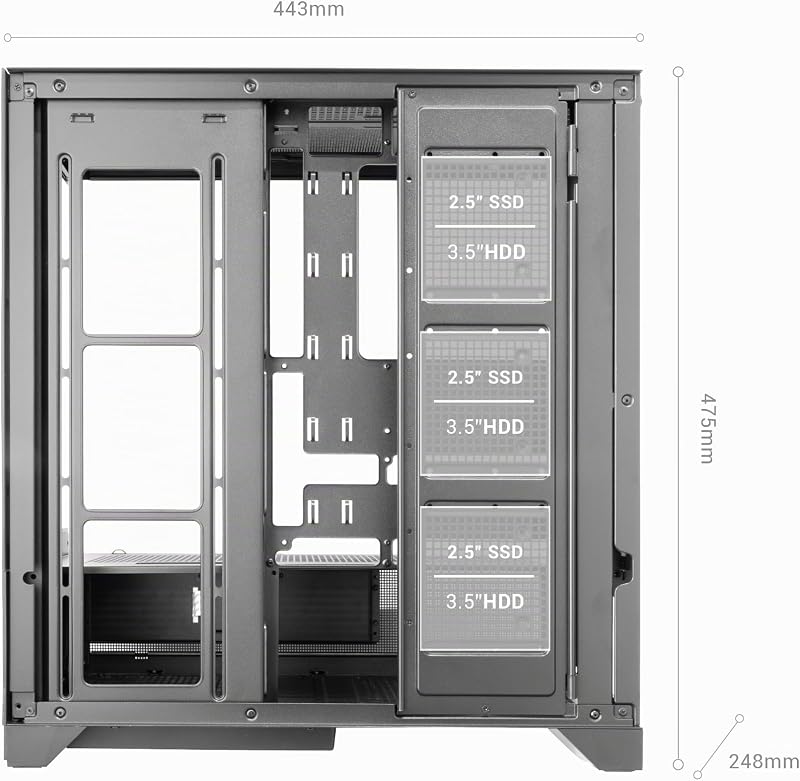 MC-LCDX, Caja Gaming ATX, Pantalla IPS 9.16" Integrada y Conexión HDMI, Cristal Templado Continuo, Panel Inferior Full Mesh, Doble Cámara, Soporte Refrigeración Líquida hasta 360mm, Negro