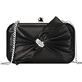 ALENYRIA Satin Rhinestone Bow Clutch Purses for Women Formal Evening Bags Handbags for Wedding/Prom/Party with Chain Strap