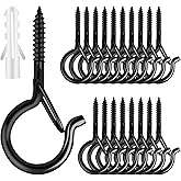 Q Hangers 25 PCS Screw-in Hooks for Outdoor String Lights, Swivel Hanging Basket Patio Light Hooks with Safe Buckle Screw in Planter Eye Hook for Wall Ceiling