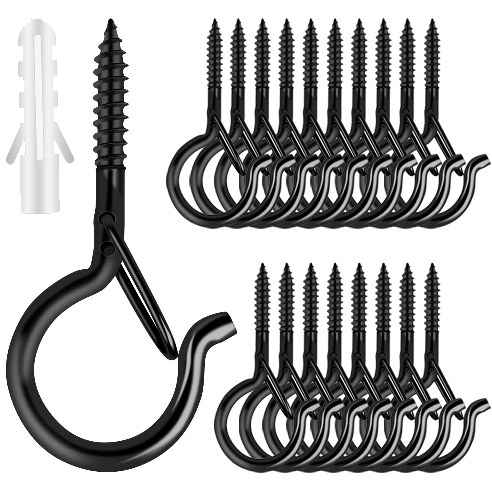 Photo 1 of Q Hangers 25 PCS Screw-in Hooks for Outdoor String Lights, Swivel Hanging Basket Patio Light Hooks with Safe Buckle Screw in Planter Eye Hook for Wall Ceiling