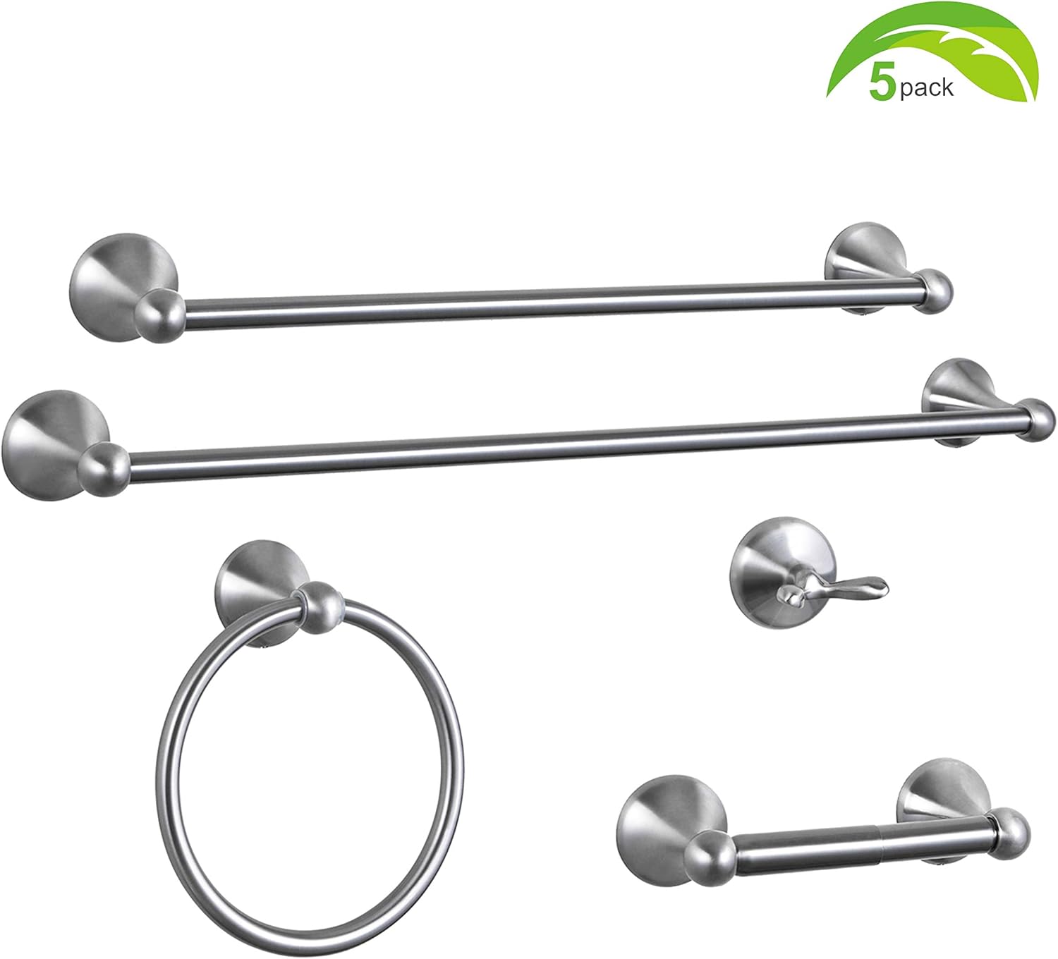 XINWEI Bathroom Towel Bar Set 5-Piece Metal Bath Hardware Towel Bar Accessory Set Includes 24 Inch Towel Bar,18inch Towel Rack,Toilet Paper Holder,Towel Ring,Hook,Robe Hooks, Easy Installation: Home & Kitchen