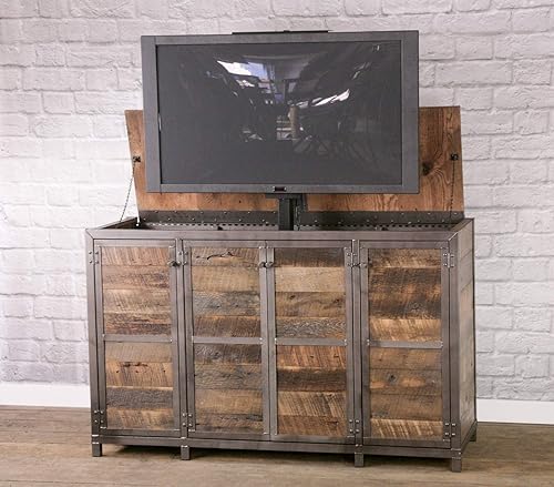 Amazon Com Rustic Industrial Tv Lift Cabinet Infinity Edge Media