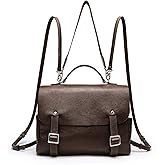 GELANNI Backpack Purse for Women PU Leather Anti-theft Fashion Small Travel Messenger Purse Vintage Ladies College Travel for Work Casual Shoulder Bags 2025 with Convertible Strap 1035P Deep Brown