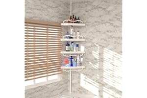 CALCHELE Shower Caddy Corner for Bathroom, Rustproof Bathtub Shower Storage Organizer for Shampoo Accessories, 4-Tier Adjusta