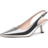 VIMISAOI Women's Slingback Kitten Heels Closed Pointed Toe Low Kitten Heel for Women Pumps with Buckle Wedding Party Dress Pumps Shoes