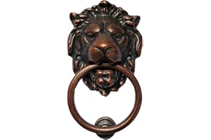 Anatolica Lions Head Door Knocker,7.1 inches,Solid Brass,Regency Period(Antique Copper)