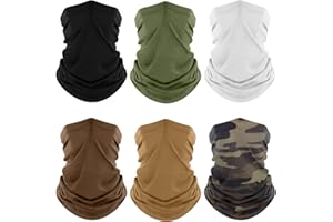 Fuinloth Neck Gaiter, 6 Pack Cooling UV Protection Bandana Buff Face Mask Gator Scarf for Men Women
