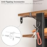 HOOBRO Tall Narrow Wooden Shoe Rack 8-Tier with 2 Hooks Rustic Brown view 7