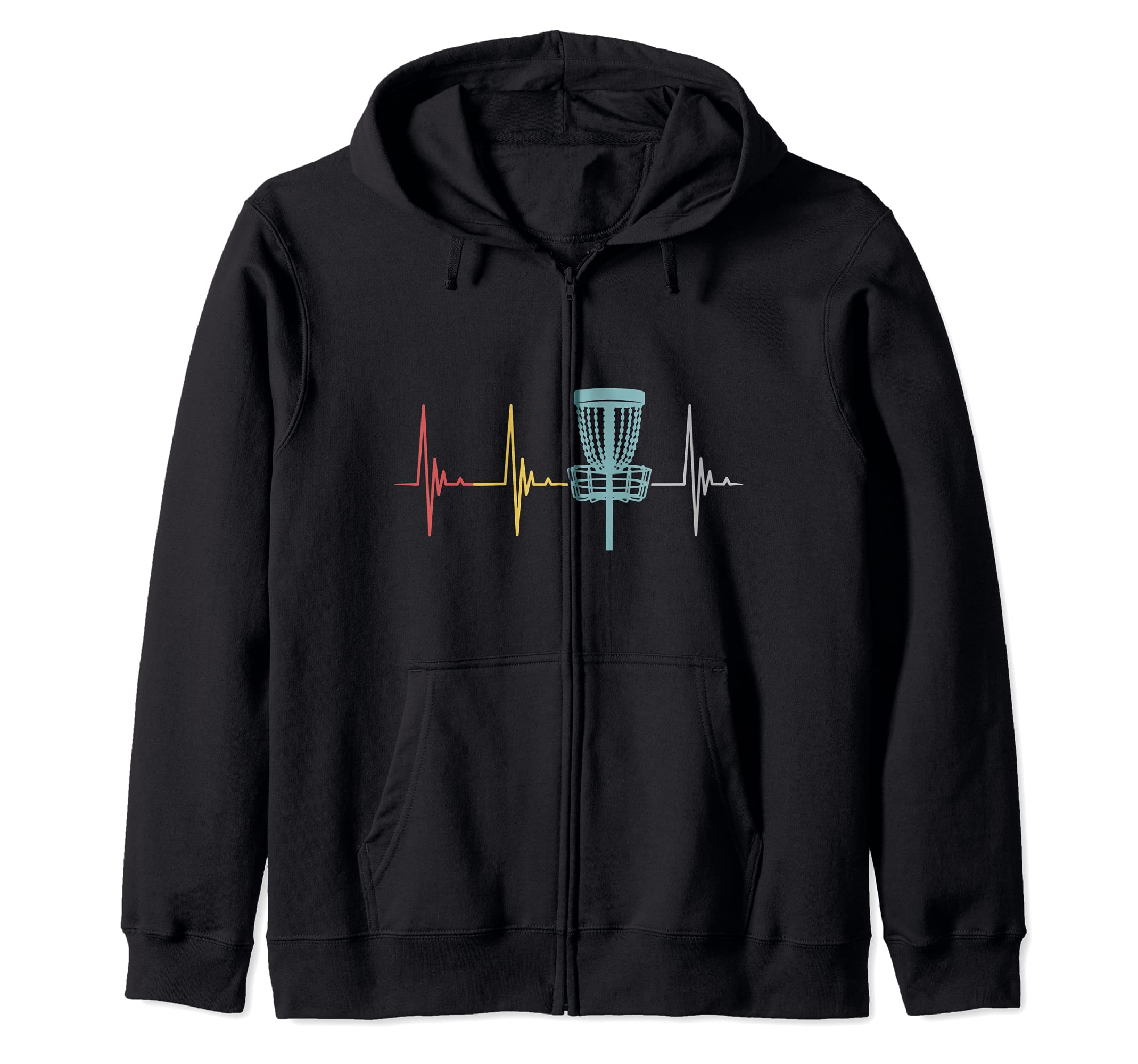 Disc golf retro heartbeat gift frisbee player par Gift Idea Zip Hoodie