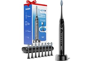 Onlyone Sonic Electric Toothbrush for Adults, Rechargeable Ultrasonic Electric Toothbrush with 8 Brush Heads, Travel Case, Charging Base & Wireless Charging - 5 Modes with Smart Timer