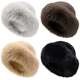 Patelai Women's Winter Faux Fur Bucket Hat Fisherman Fuzzy Bucket Hat Mongolian Fisherman Cap Beanie for Outdoor
