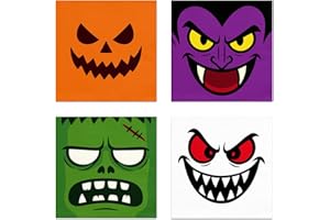 VUSNUD 100 Count 3-Ply Halloween Disposable Cocktail Beverage Paper Napkins, for Birthday Dinner Dessert Party Supplies (4 Characters)