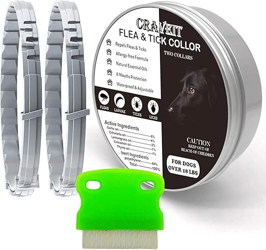 Amazon Com Craveit Flea And Tick Collar For Large Dog Repels Fleas Ticks Natural Essential Oils Allergy Prevention 8 Month Protection Adjustable Waterproof 2 Packs Large Kitchen Dining