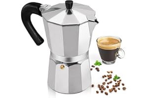 MOGRECHA Aluminum 3 Cup 150ml Moka Pot Express Coffee Maker Stovetop Espresso Percolator Coffeemaker Italian Classic Style Brewing Greca Cafe Mocha Machine for Cafeteras Lover Camping Travel and Home Use 5oz