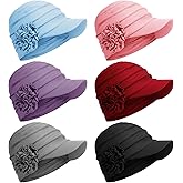 JenPen 6 Pcs Chemo Headwear for Women Brim Visor Head Cancer Hats Christmas Flower Turban Baseball Hat for Hair Loss Patient
