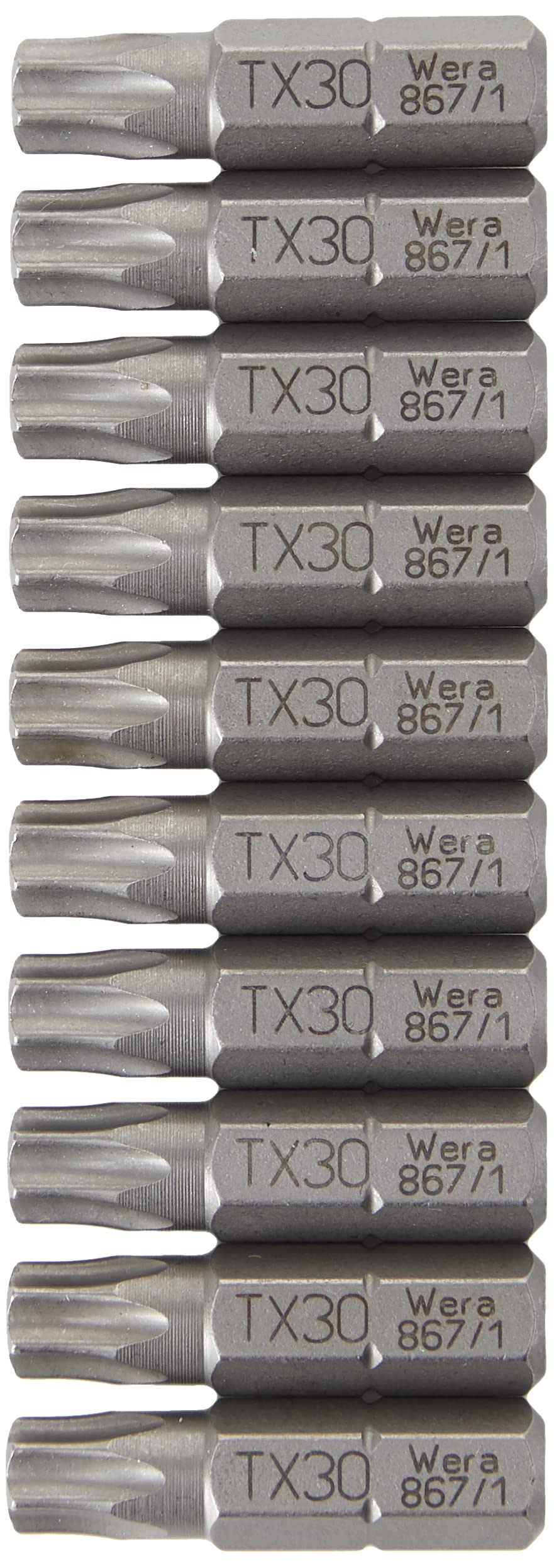 Wera 05072411001 Torx Extra-Tough Bits 867/1 Z TX30 x 25 mm, Pack of 10