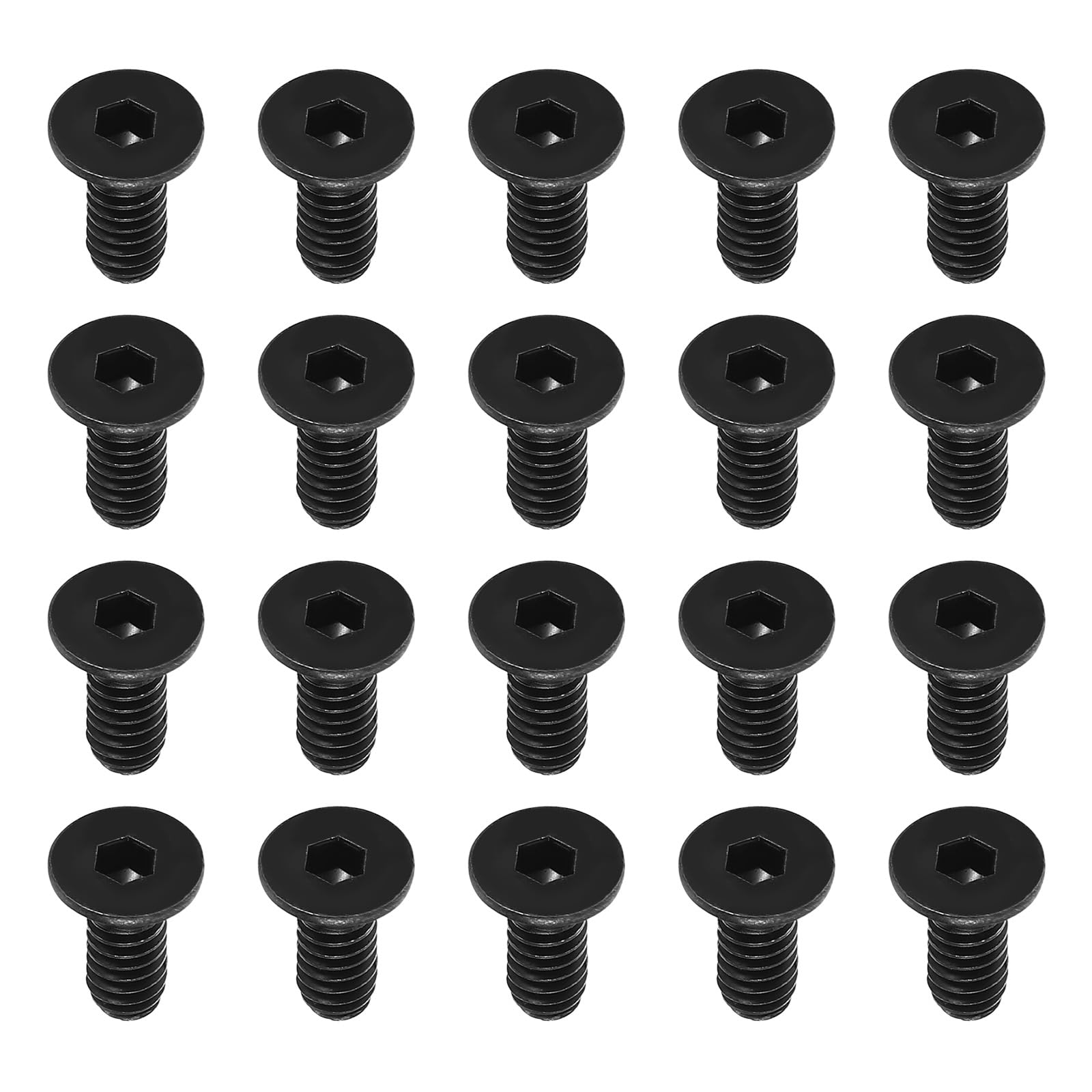 PATIKIL 1/4-20 x 5/8" Flat Head Socket Cap Screws, 20 Pack Flat Countersunk Bolts Carbon Steel Hex Socket Drive Machine Screws Full Thread Black Oxide Grade 10.9