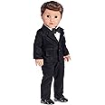 Tuxedo - 5 Piece Tuxedo Set - Clothes Fits 18 Inch Doll - Black Jacket, Pants, Belt, White Shirt and Dress Shoes (Dolls not Included)