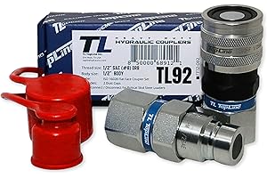 TL Topline 1/2" Body with 1/2" SAE O-Ring BOSS thread | Flat Face Hydraulic Quick Connect Coupler | Heavy Machinery Attachment | ISO 16028 Heavy-Duty Coupling with Dust Caps | Model TL92