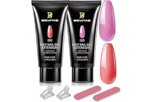 BEVINAS Poly Gel Nail Kit Professional Poly Gel Nail Colors Poly Nail Gel Extension Gel 2.3oz 2PCS (RosePink&RedNude)