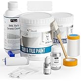 DWIL Bathtub Paint, Tub and Tile Refinishing Kit 32oz with Tools, Easy to Use Countertop Paint, Tub Refinishing Kit for Bathroom & Kitchen on Tile, Sink, 40-50sq.ft(White)