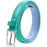 Belle Donne Belt Women, Skinny Dress Belt, Silver Polished Buckle, For Womens Clothes and Fine Dresses, Classy Style