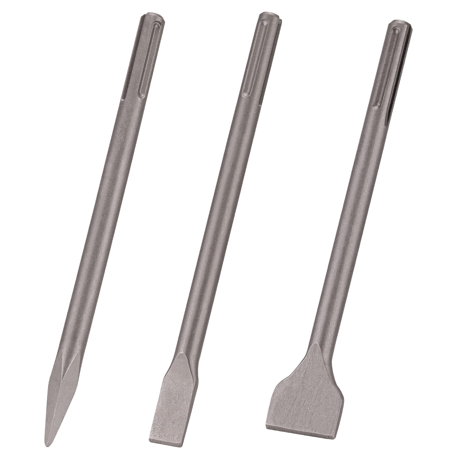 Photo 1 of Berserker 3 pc. SDS Max Chisel Set with Point Chisel, Flat Chisel & Scaling Chisel, Masonry Concrete Tile Removal Bits, Compatible with All SDS-Max Rotary Hammer Drills and Demolition Jack Hammers