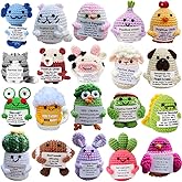 Sasotiye 20PCS Positive Crochet Animals Bulk, Birthday Gifts for Women Men, Anniversary Valentines Day Gifts for Him Her,Handmade Home Desk Decoration,Team Gifts for Employee Appreciation