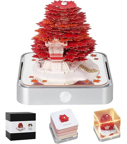 Calendrier 3D 2026 Arbre De Noël Lumineux - Bloc-notes Autocollant - Décoration Bureau