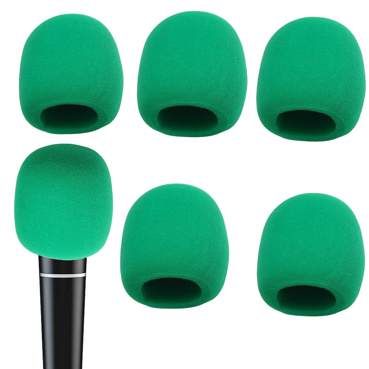6 PCS Green Thicken Ball-Type Sponge Foam Mic Cover