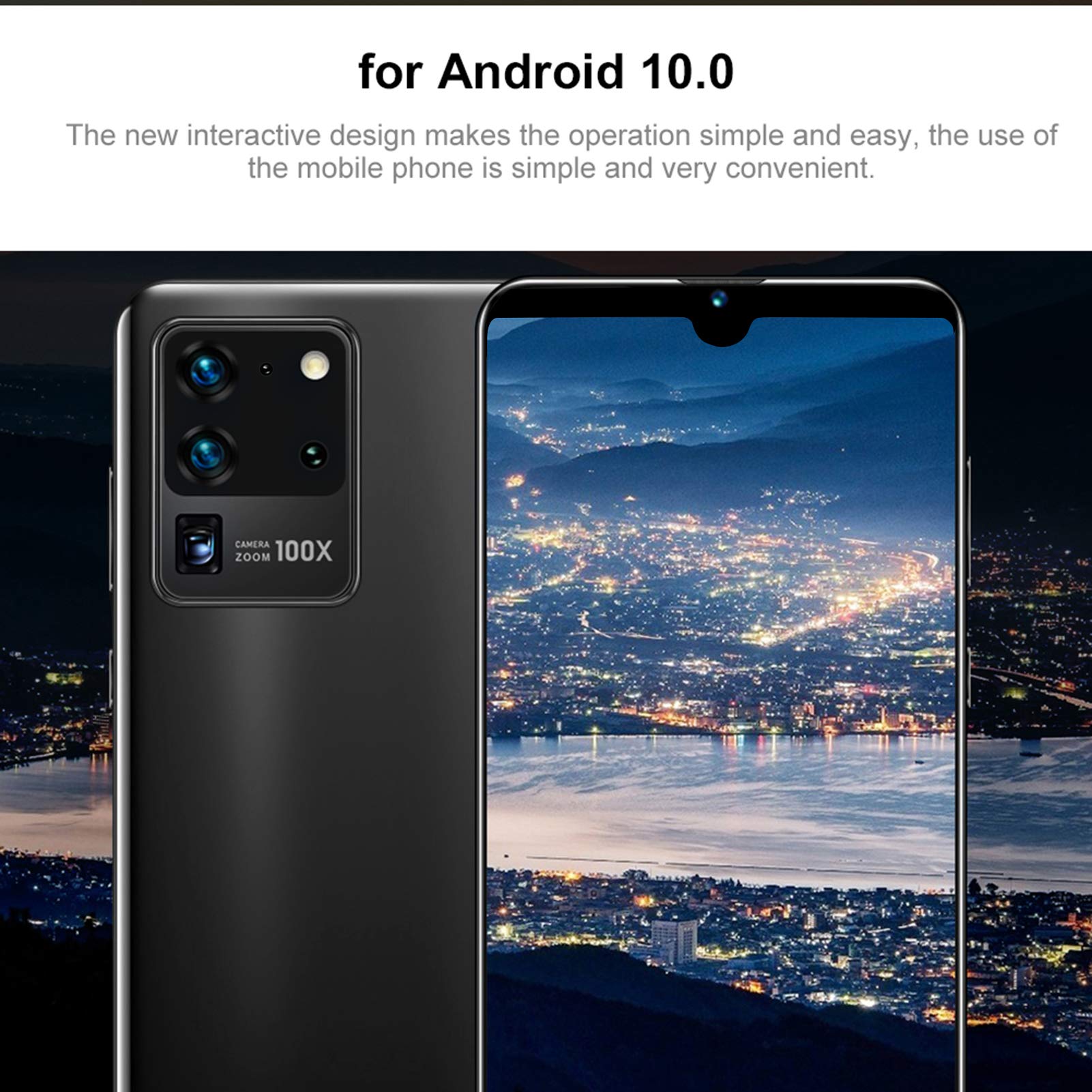Hilitand 6.1in Full Screen Dual Card Face ID Smartphone,Front Camera 200W + Back Camera 500W,Fingerprint Unlocked Fast and Secure,5point Touching Screen,Support for Android 10.0,with 128G Memory Card