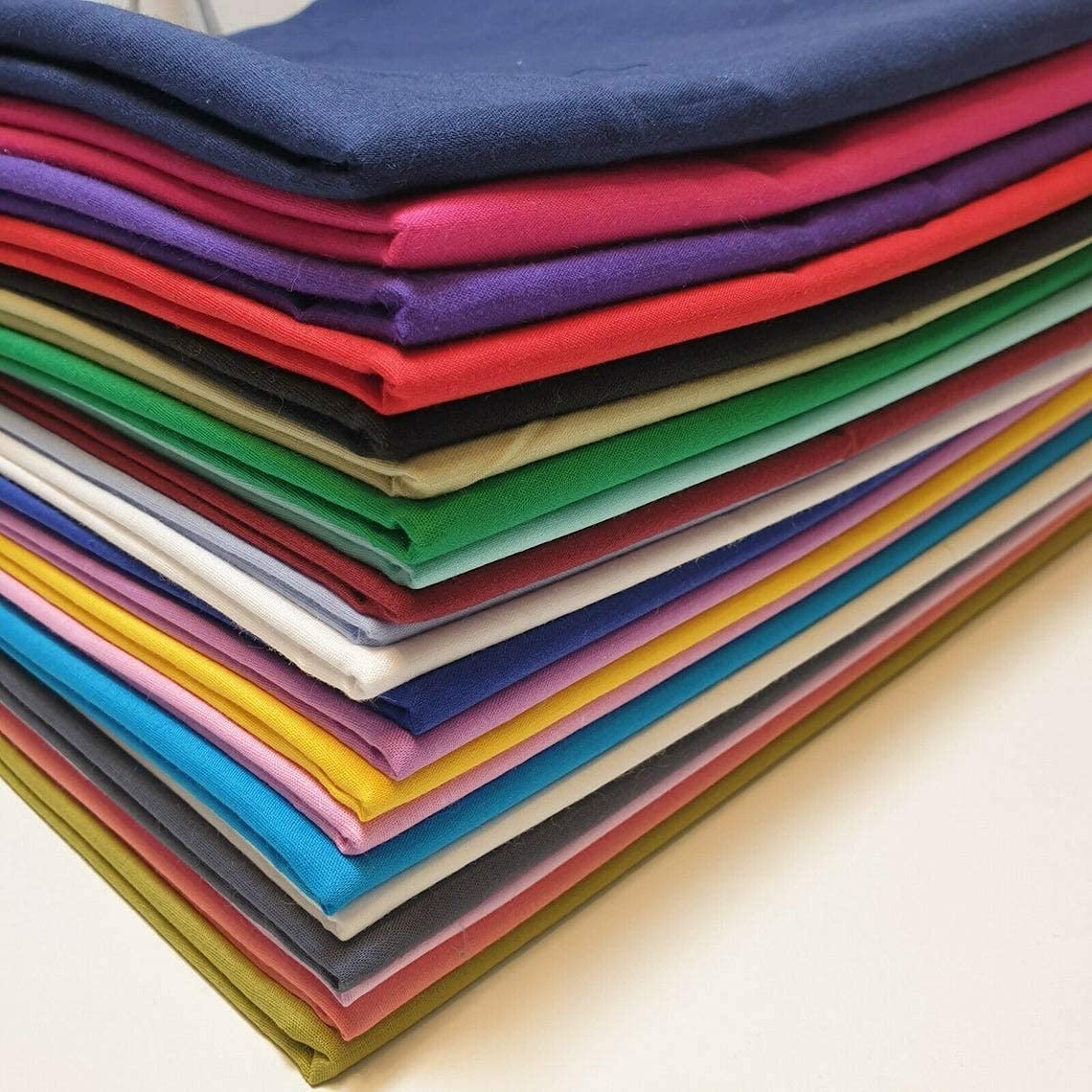 18 Meters Assorted Plain 100% Cotton Poplin Assorted Colour (Pre Cut 1 Meter) 112cm Wide