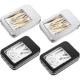 YBEATY 4Pcs Cotton Swab Holder for Travel Travel cotton swab Case Small Floss Picks Case Portable Small Dental Floss Holder with Lid Empty Metal CottonBallHolder for Swabs Hair Ties