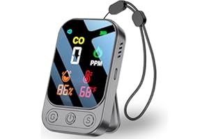 GRAY RHINO Travel Carbon Monoxide Detectors Portable with Alarm Standable [3-in-1] CO Detector | Humidity |Temperature Mini Pocket Size Co Gas Monitor Air Quality for Trip Camp RV Car (HD09, Gray)