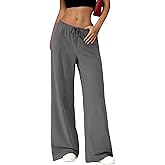 Okiwam Women's Wide Leg Sweatpants Casual Lounge Travel Pants Workout Joggers Fall Fashion Outfits 2026 Spring Clothes
