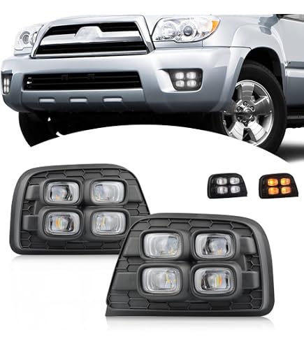 2006-2009 Toyota 4Runner Headlights - Chrome LED Tube Projector Style, Halogen Bulbs Included, DOT Compliant