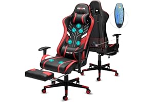 Douxlife Computer Gaming Chair with Footrest, Height Adjustable Game Chair for Adults 360°-Swivel Seat and Headrest and for Office or Gaming, Racing Style (Black and Red)