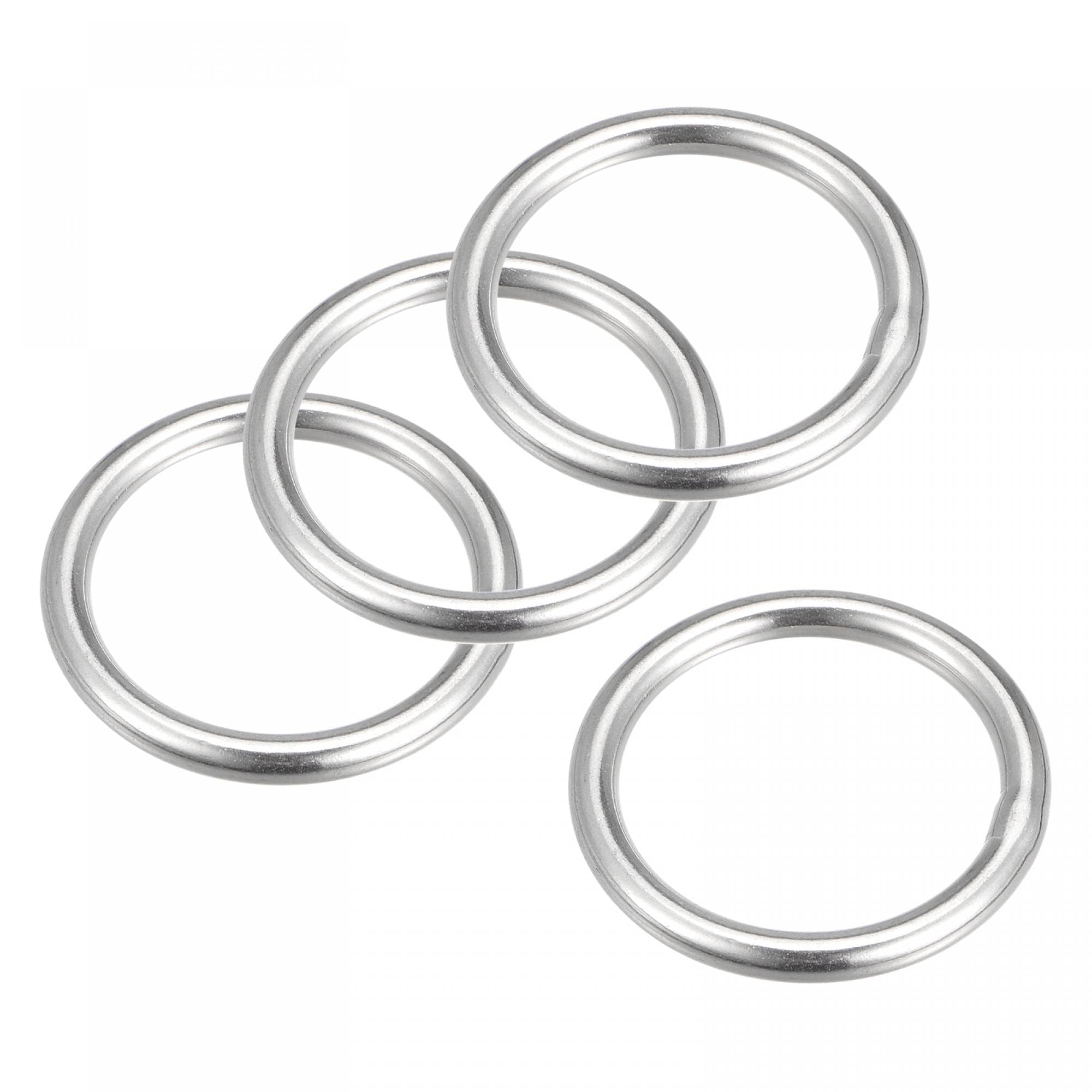 MACHSWON 316 Stainless Steel Welded O Ring 25mm(0.98") ID 4mm Thickness for Hand Bag Webbing Strap Purse Dog Collars Belts DIY Projects- 4pcs