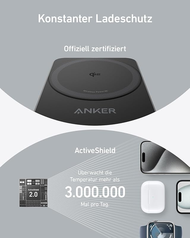 MagGo 3-in-1 Ladestation Qi2 15W mit Apple Watch Ladegerät