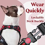rabbitgoo Dog Harness Medium with Neck Release Buckle Front Back Clips Red M view 4