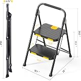 KINGRACK 2 Step Ladder Steel with Safe-Lock Handrail Anti-Slip Wide Pedals view 7