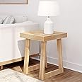 Plank+Beam Classic Square Side Table, Slim Side Table for Living Room, Narrow Nightstand for Small Spaces, Wood End Table for Bedroom, Blonde Wirebrush