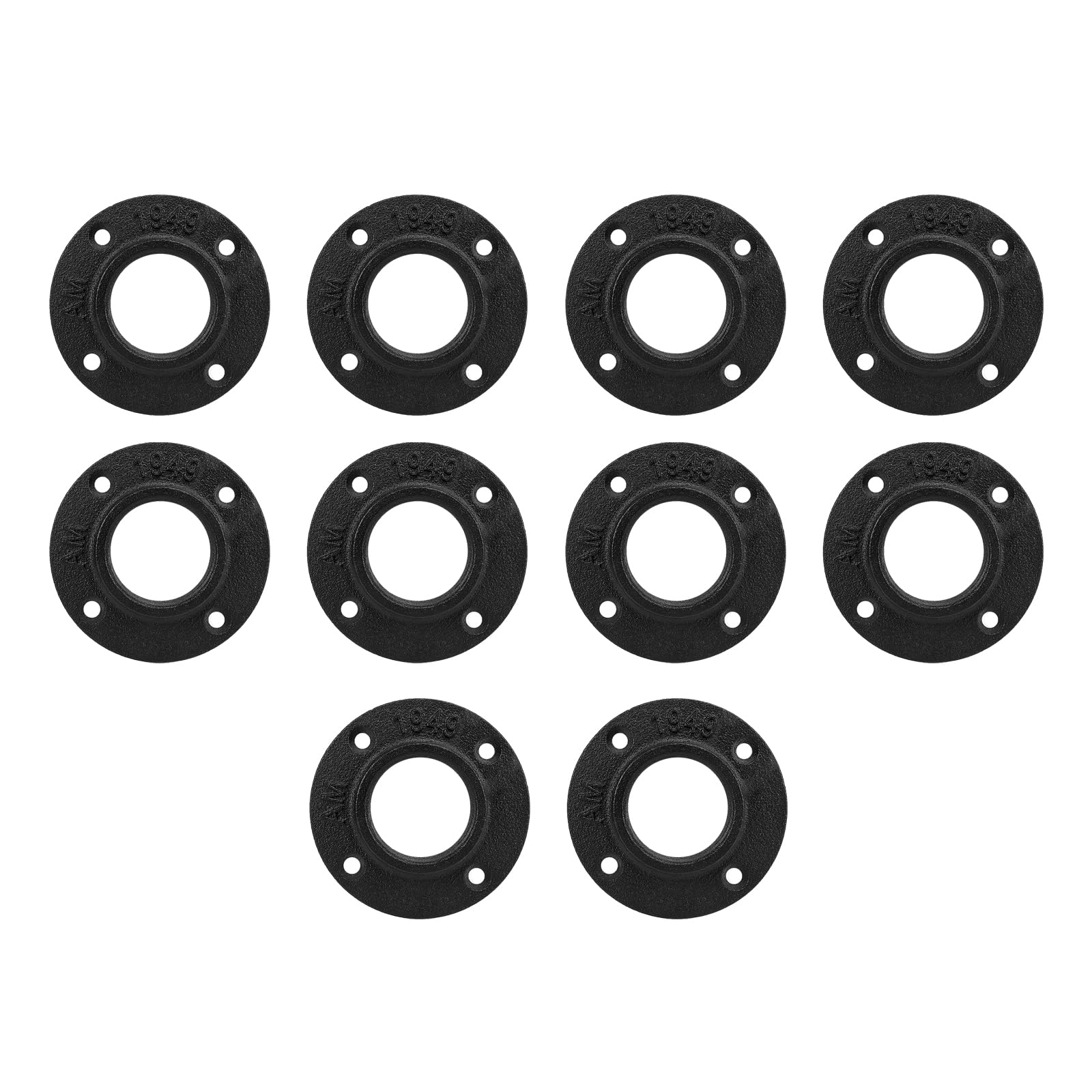 Photo 1 of BathAce Industrial Pipe Floor Flange, Heavy Duty Malleable Iron Pipe Fittings, Wall Mounted Vintage DIY Threaded Flange for Decoration Pipe Fitting Project, Black(4 Pack, 1.5 Inch)