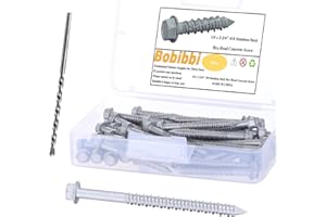 Bobibbi 1/4 x 2-3/4" 410 Stainless Steel Hex Head Tapcon Concrete Screw Anchor, for Anchoring to Masonry, Block or Brick (50Pcs)