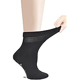 Yomandamor Women's 5 Pairs Non-Binding Cotton Ankle Diabetic/Dress Socks with Seamless Toe and Cushion Sole