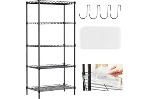 SsngygHme 5 Tier Shelves Storage, Wire Shelf Unit, Standing Adjustable Metal Shelves Organizer, Storage Racks for Restaurant Garage Pantry Kitchen Garage23.6" x 13.8" x 59"