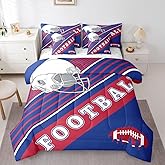 Erosebridal 7Pcs Football Bedding Set Full Size Bed in A Bag, 3D Sports Bedroom Comforter, 1 Comforter + Flat Sheet + Fitted Sheet + 2 Pillowcases + 2 Throw Pillow Covers, Buffalo