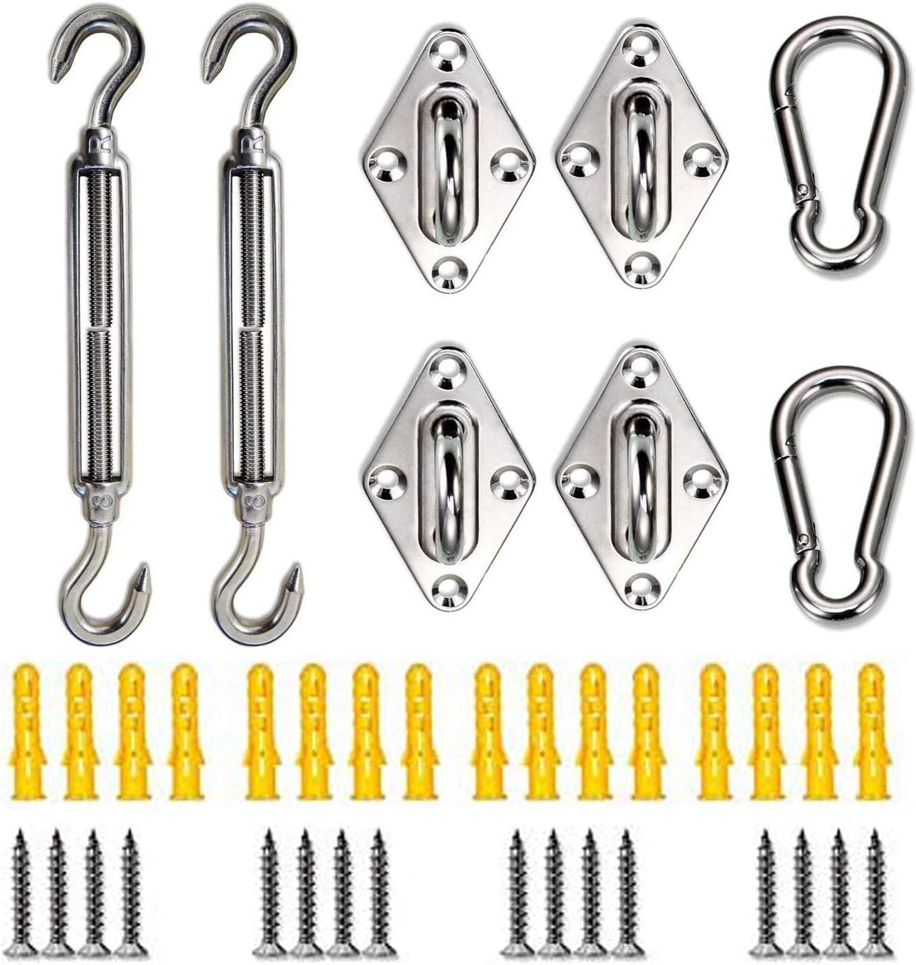 Xhwykzz Sun Shade Sail Hardware Kit, Heavy Duty Stainless Steel for